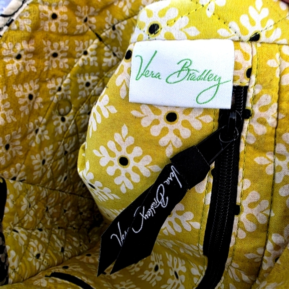 Retired Vera Bradley Baroque Large Tote Bag Black White Yellow - Picture 13 of 13